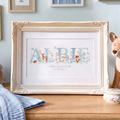 Woodland Pastels Blue – Baby Name Print