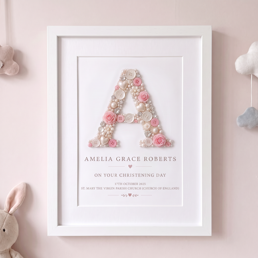 Personalised Christening Initial Print