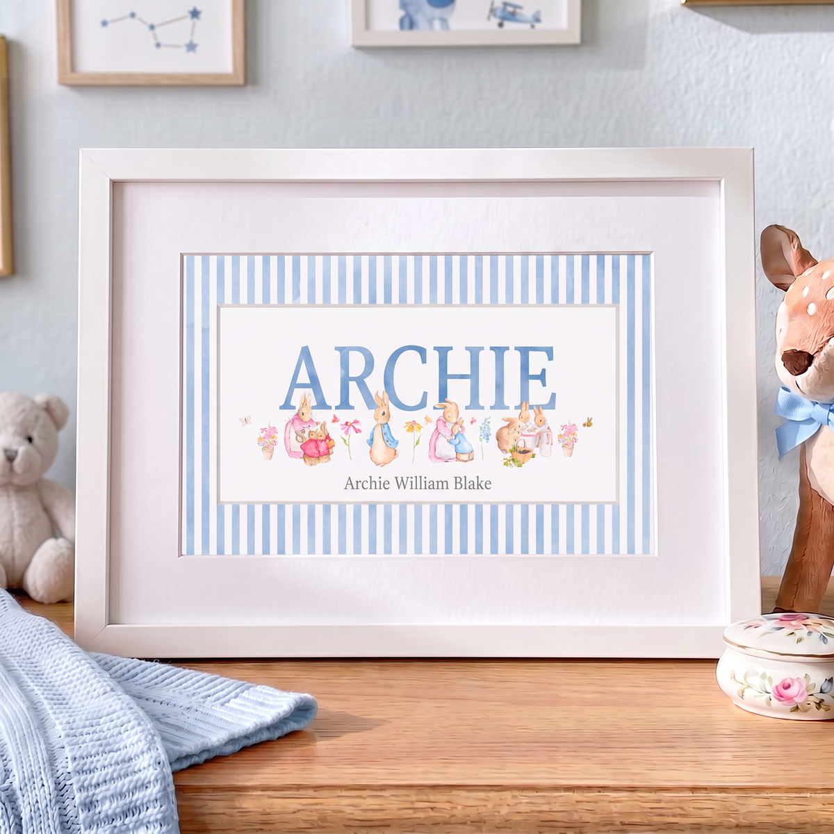 Classic Rabbit Stripes - Baby Name Print