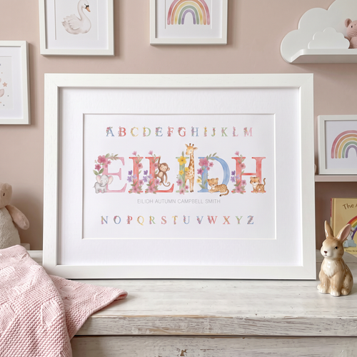 Jungle Animals - Baby Name Print