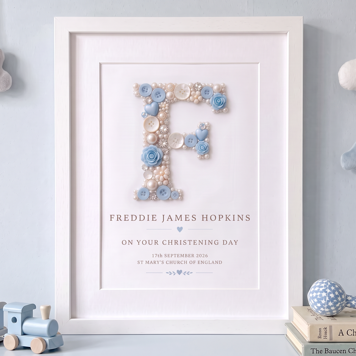 Personalised Christening Initial Print