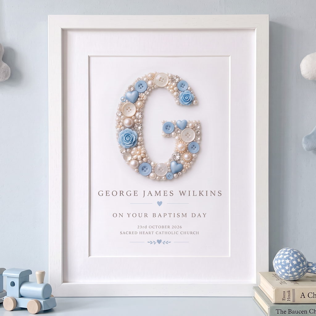 Personalised Baptism Initial Print