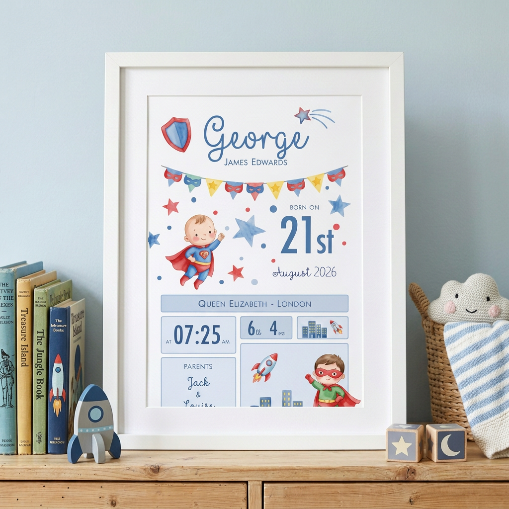 Superhero Birth Print