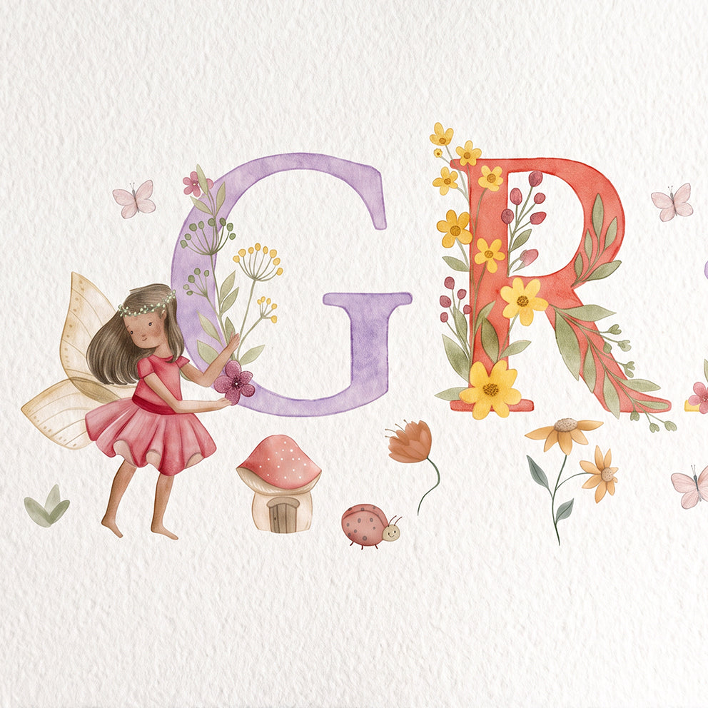 Woodland Fairies - Baby Name Print