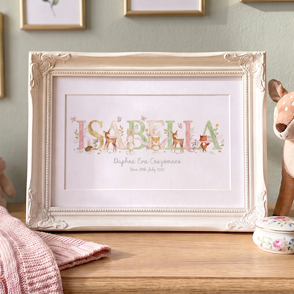 Woodland Pastels - Baby Name Print