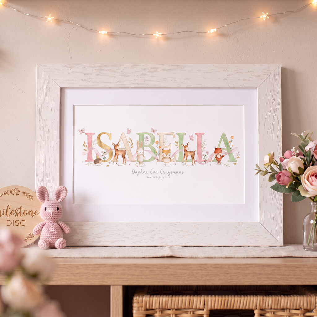 Woodland Pastels - Baby Name Print