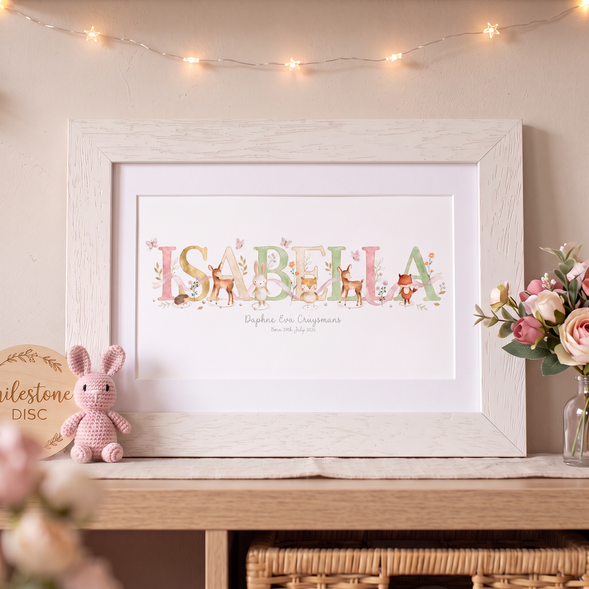 Woodland Pastels - Baby Name Print