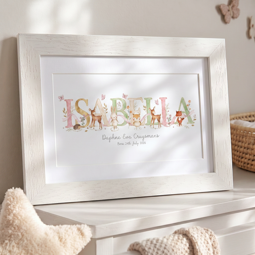 Woodland Pastels - Baby Name Print
