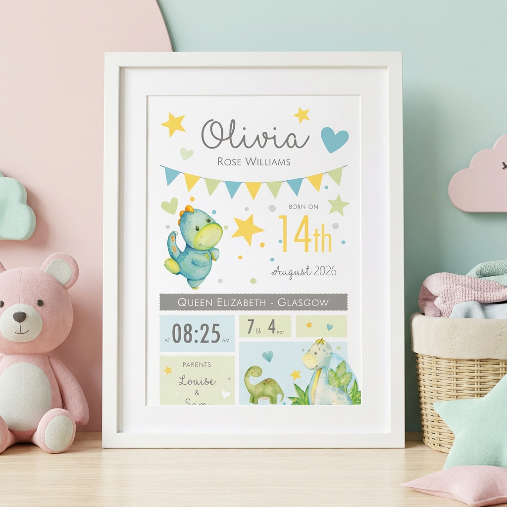 Dinosaur Birth Print