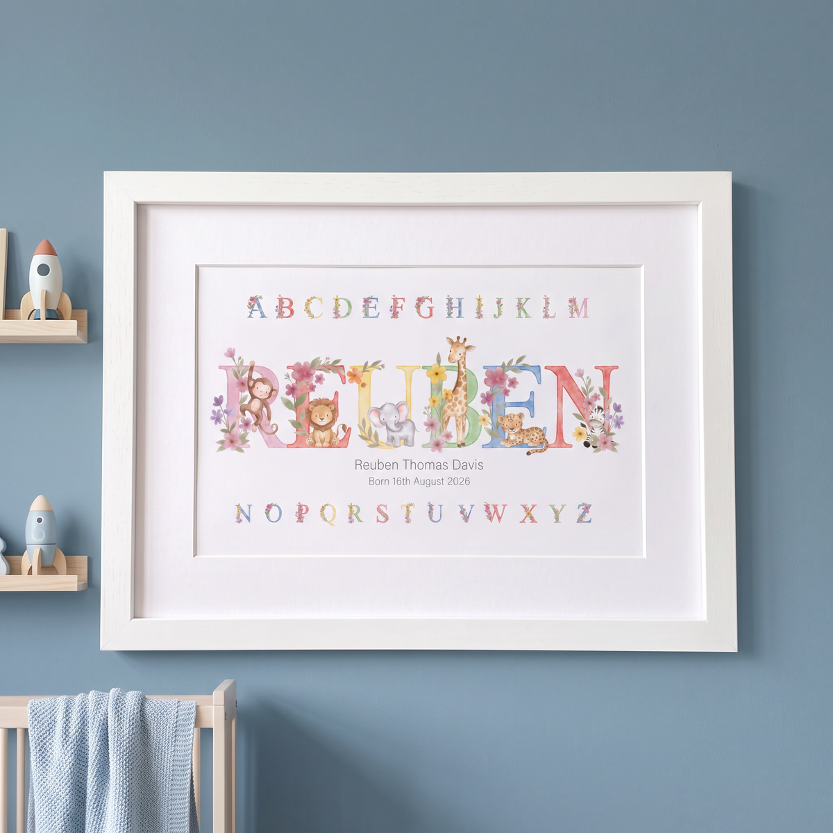 Jungle Animals - Baby Name Print