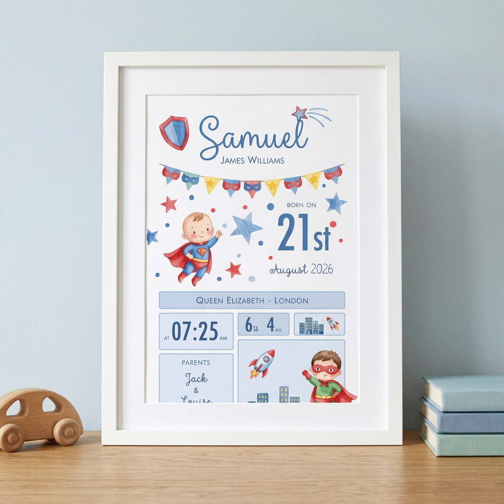 Superhero Birth Print