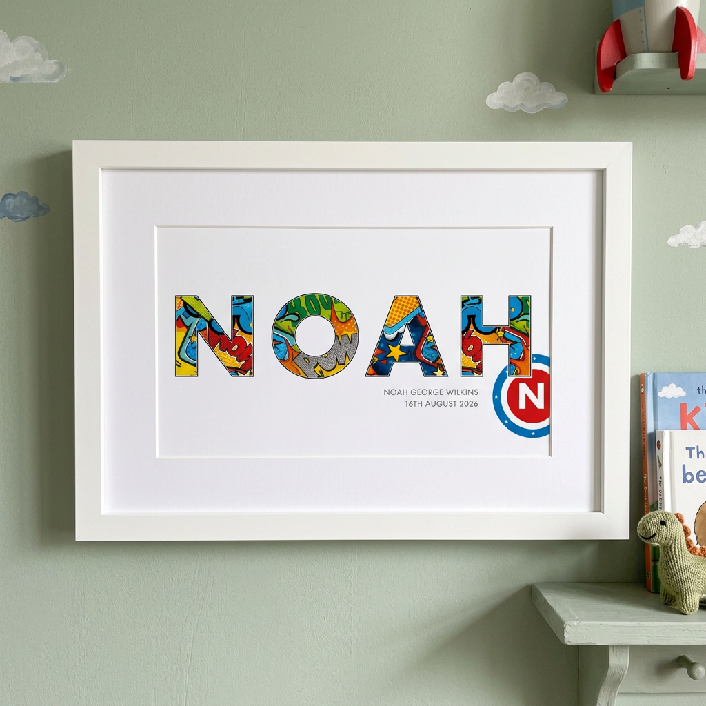 Superhero Fun - Baby Name Print