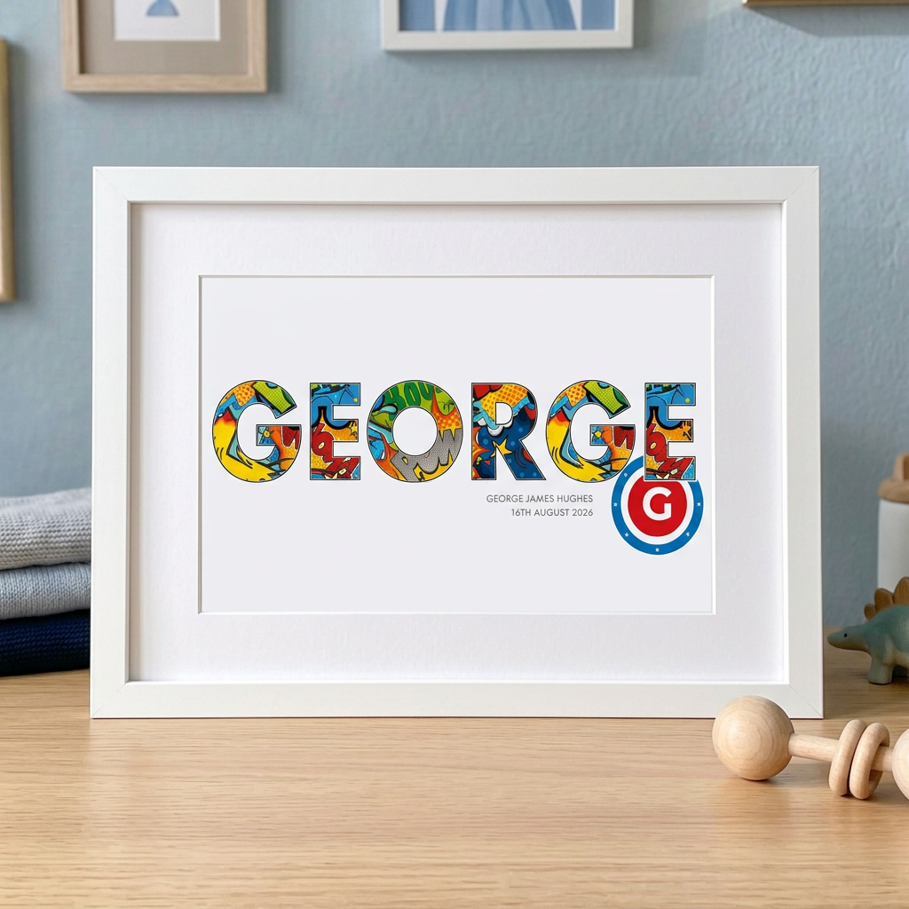 Superhero Fun - Baby Name Print