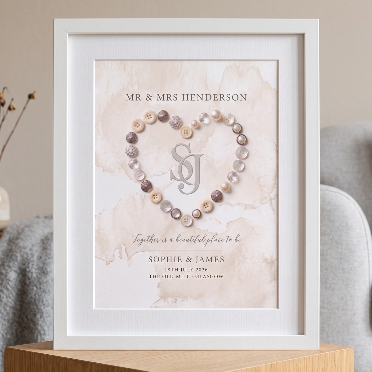 Personalised Wedding Heart Monogram Print (Copy)