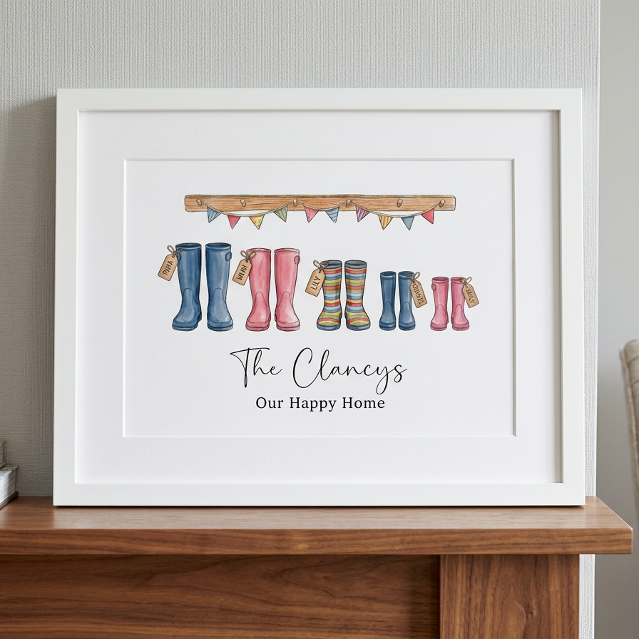 Personalised Family Wellie Print