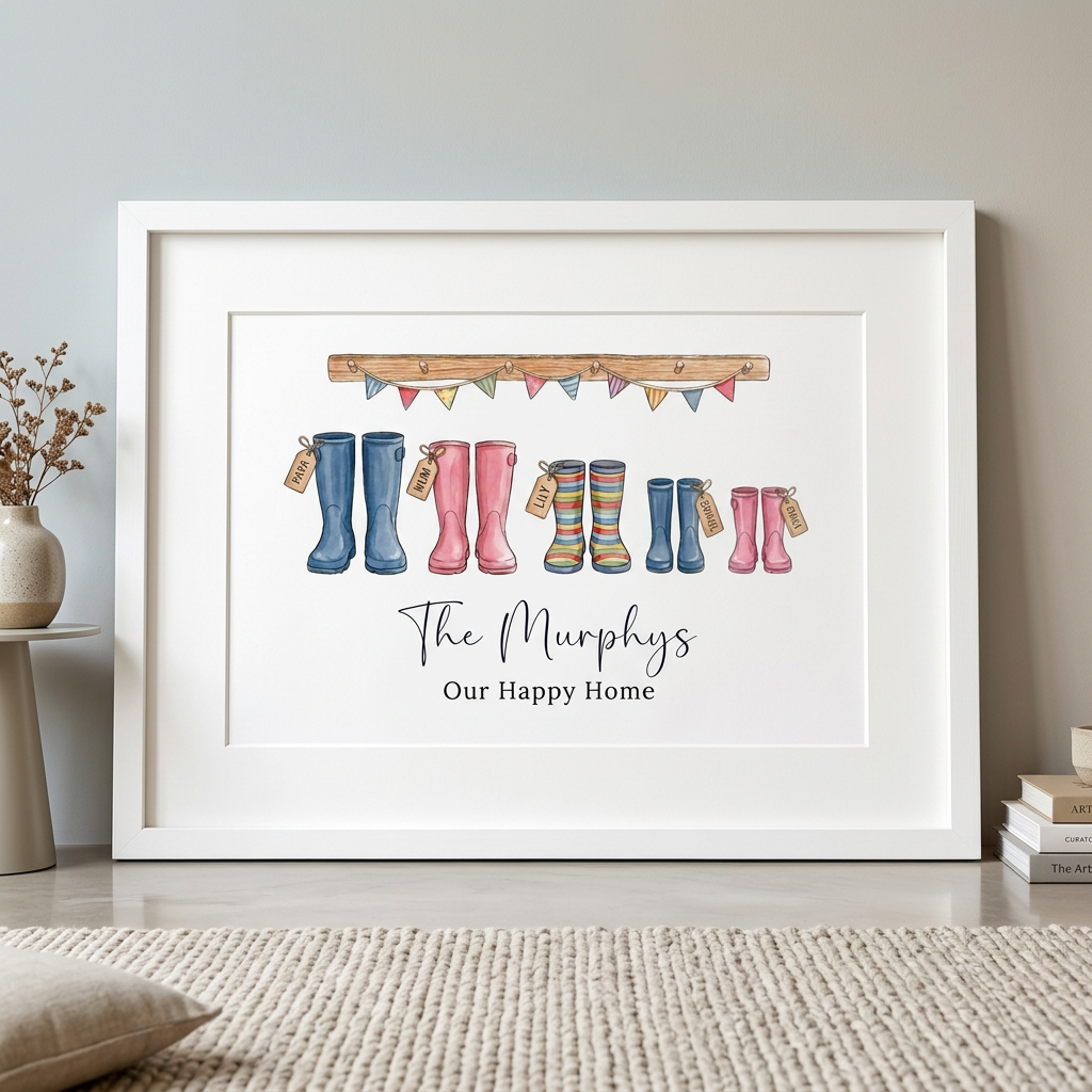 Personalised Family Wellie Print