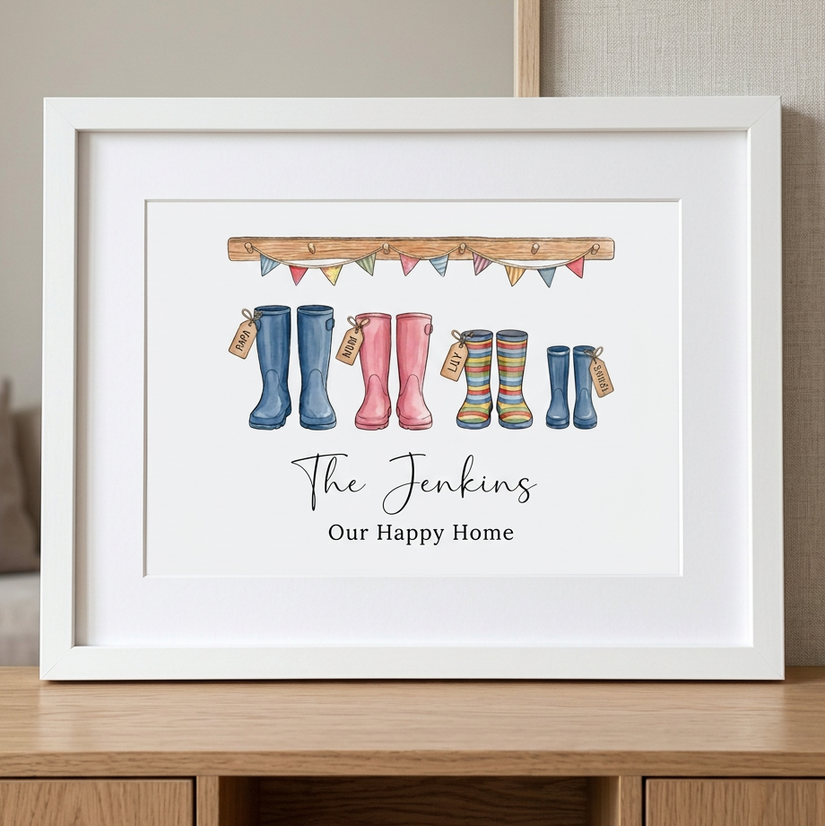 Personalised Family Wellie Print